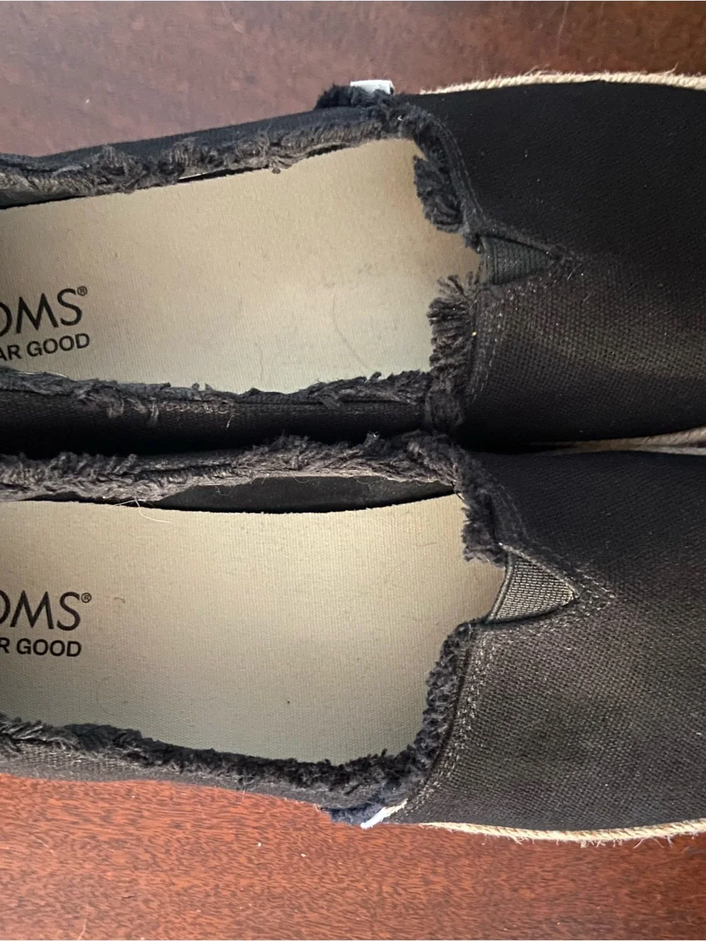 Toms Black Canvas Espadrille Platform Slip-Ons